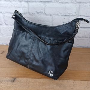 Ralph Lauren Soft Black Leather Purse Shoulder Bag